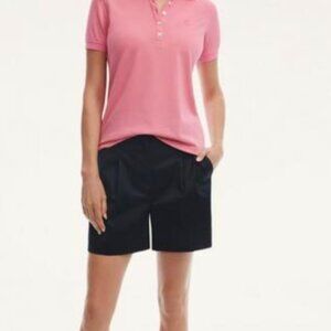 BROOKS BROTHERS Women's Cotton High-Waisted Pleated Shorts in Navy